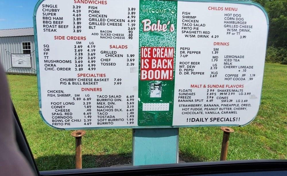Babe's Drive In Menu image 2